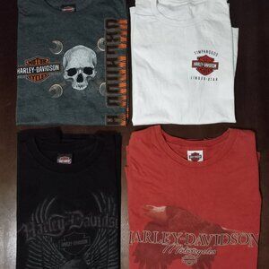 Harley Davidson mens t shirts lot of 4 sz XL vtg y2k skulls
